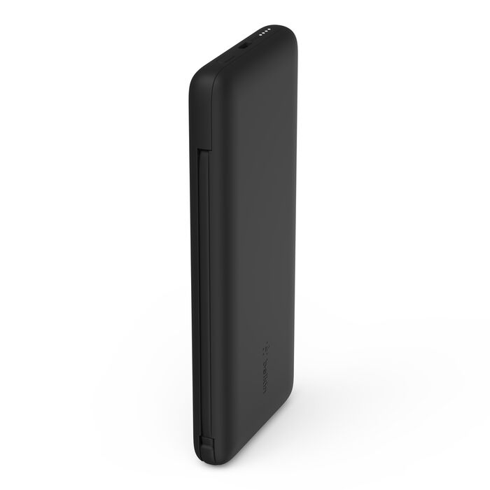 BOOST CHARGE™ 10,000 mAh PD Powerbank with Integrated Cables (USB-C and Lightning), Black