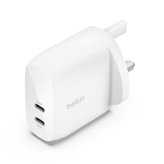 BOOST CHARGE™ 60w USB-C PD Dual 30w Wall Charger, White