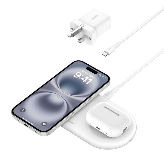 BOOST CHARGE™ PRO 2in1 Qi2 15w Magnetic Charging Pad, White