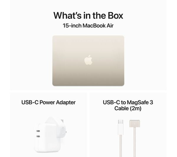 15-inch MacBook Air - M3 chip - 8-core CPU / 10-core GPU - 24GB - 512GB - Starlight