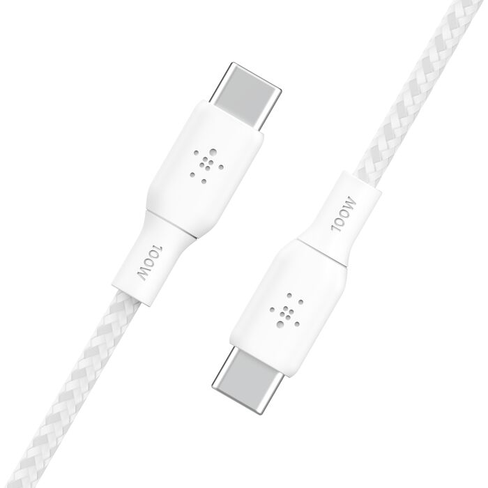 BOOST CHARGE™ USB-C to USB-C 2.0 Braided , 1M, White, (2pk)