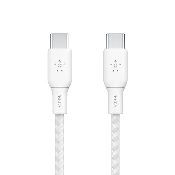BOOST CHARGE™ USB-C to USB-C 2.0 Braided , 1M, White, (2pk)
