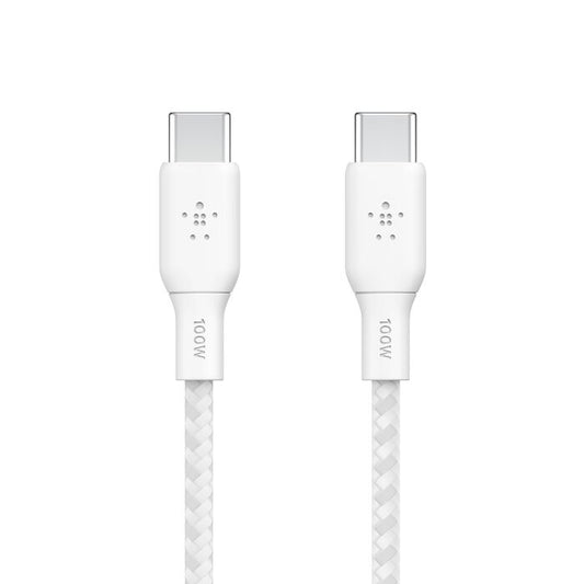 BOOST CHARGE™ USB-C to USB-C 2.0 Braided , 1M, White, (2pk)