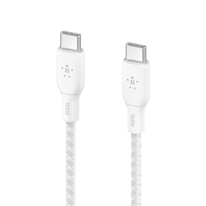 BOOST CHARGE™ USB-C to USB-C 2.0 Braided , 1M, White, (2pk)