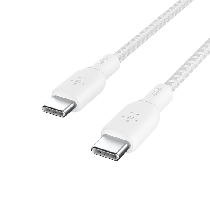 BOOST CHARGE™ USB-C to USB-C 2.0 Braided , 1M, White, (2pk)