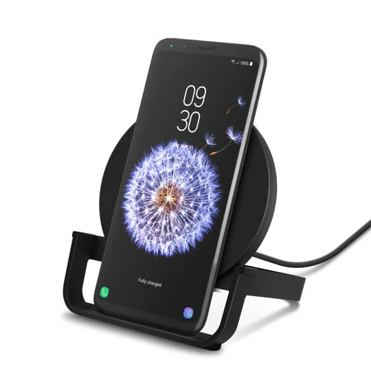 BOOST CHARGE™ Qi 10w wireless Charging Stand w PSU (UK Power Supply Included), Black