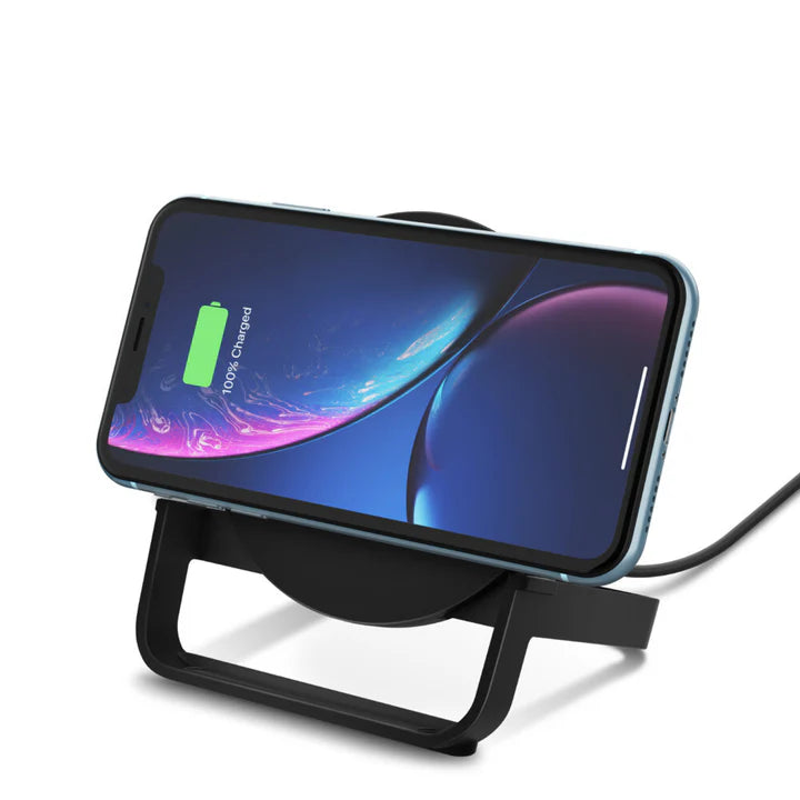 BOOST CHARGE™ Qi 10w wireless Charging Stand w PSU (UK Power Supply Included), Black